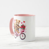 Mug Nounours de la Saint-Valentin à bicyclette (Devant gauche)
