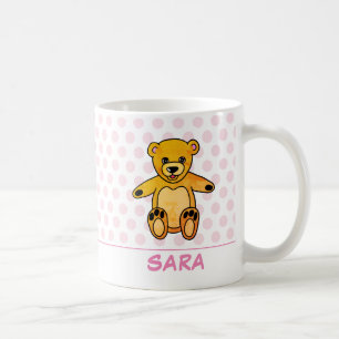 Mug Nounours en peluche rose avec nom enfant