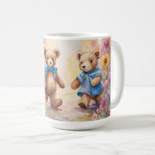 Mug Nounours flâner dans un jardin pastel