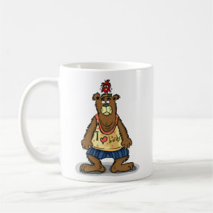 Mug Nounours mignon avec nid d'oiseau J'adore la natur