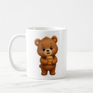 Mug Nounours Ours en Miel Tenant un Pot de Miel Doré