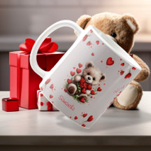Nounours Ours en peluche Roses rouges Saint-Valent