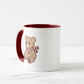 Mug Nounours Ourson en peluche avec une écharpe rayée (Devant gauche)