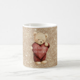 Mug Nounours rouge cœur paillettes dorées