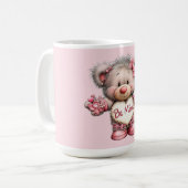 Mug Nounours Teddy avec Bouquet de coeurs (Devant gauche)