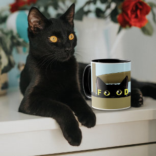 Mug Nourriture pour chat noir humour drôle chat affamé