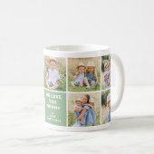 Mug Nous aimons maman Collage photo vert moderne (Devant droit)