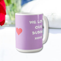 Mug "NOUS AIMONS NOTRE BUBBE XOXO" Doux violet et blan