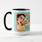Mug Nous attendrons juste Père - Rétro femme au foyer (Gauche)