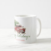 Mug Nous Avons Déménagé, Camion Rouge, Pine Tree Snow  (Devant droit)