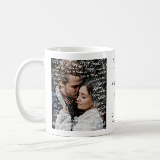 Mug Nous faisons Elegant Script moderne Photo Mariage  (Gauche)