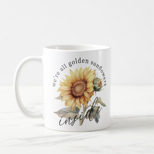 Mug Nous sommes tous des tournesols d'or à l'intérieur (Gauche)