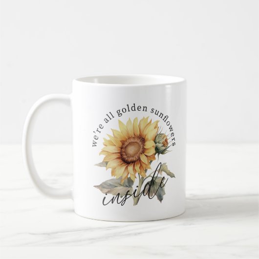 Mug Nous sommes tous des tournesols dorés à l'intérieu (Gauche)