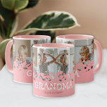 Mug Nous t'aimons Grand-mère 3 Photo<br><div class="desc">Tasse grand-mère moderne avec un collage photo des petits-enfants,  un design de coeur rose mignon,  le dicton "nous t'aimons grand-mère",  et les noms des enfants.</div>