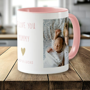 Mug Nous t'aimons Maman 2 Photo  Personnalisé  Rose