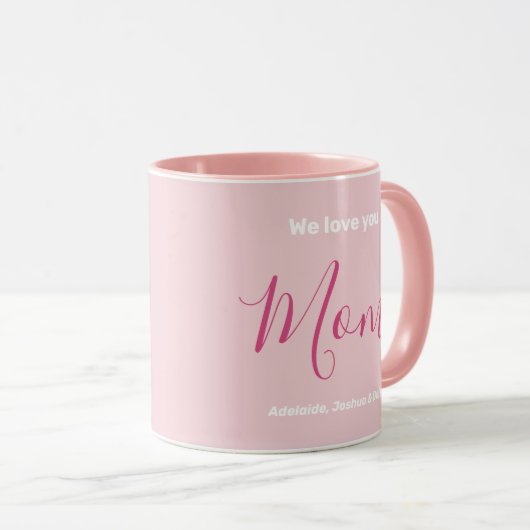 Mug Nous t'aimons Maman Pink Minimalist (Devant droit)