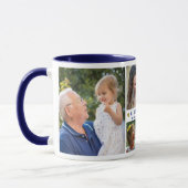 Mug Nous t'aimons Papa 5 Photo Collage Nom Navy Blue (Gauche)