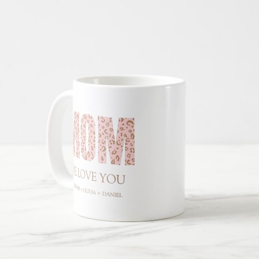 Mug Nous t'aimons Pink Leopard Modern Typographie Mama (Devant gauche)