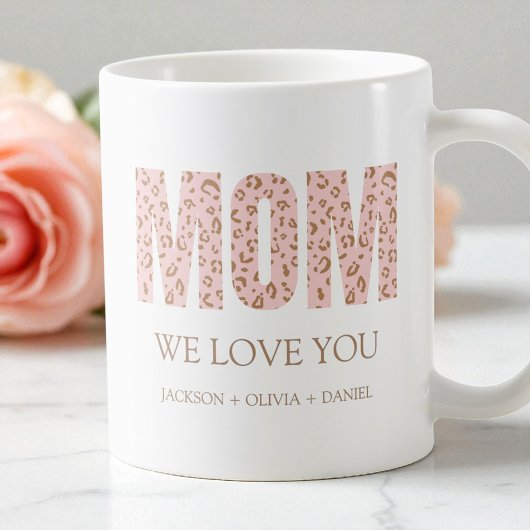 Mug Nous t'aimons Pink Leopard Modern Typographie Mama