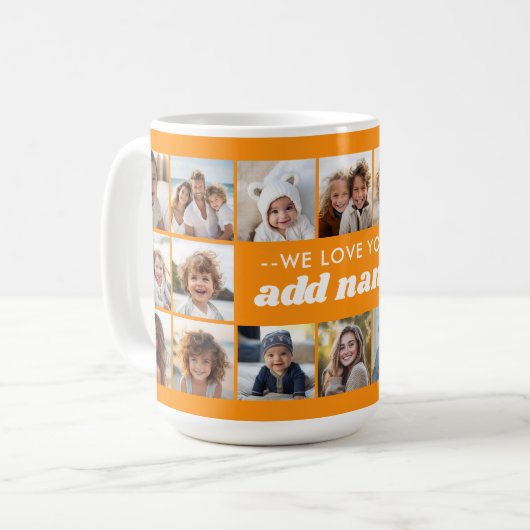 Mug Nous vous aimons AJOUTER NOM - 18 Photo Collage (Devant gauche)