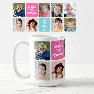 Mug Nous vous aimons grand-mère 8 petits-enfants photo