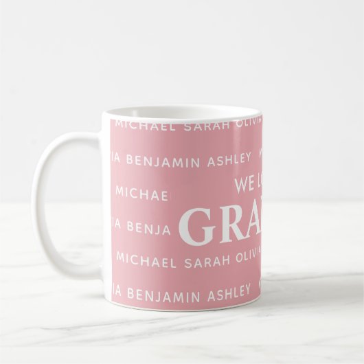 Mug Nous Vous Aimons Grand-Mère Personnalisé Noms Des  (Gauche)