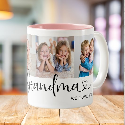 Mug Nous vous aimons Grande Maman Script 4 Photo Moder