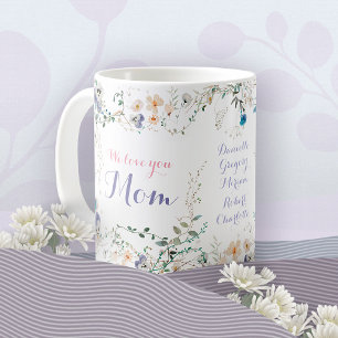 Mug Nous vous aimons maman floral romantique aquarelle