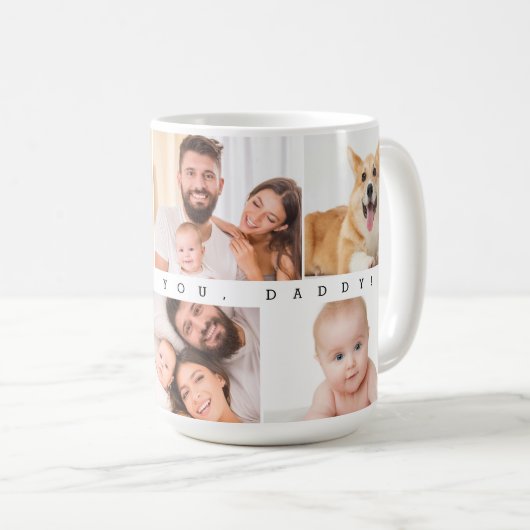 Mug Nous vous aimons Papa 6 photo collage personnalisé (Devant droit)
