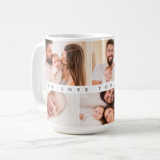 Mug Nous vous aimons Papa 6 photo collage personnalisé (Devant gauche)