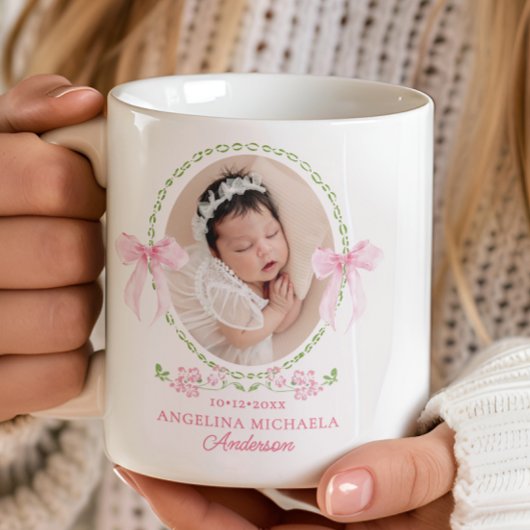 Mug Nouveau bébé aquarelle Grandmillenial Bows Keepsak