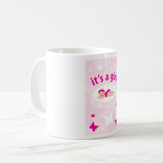 Mug Nouveau bébé Faire-part fille (Devant gauche)