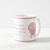 Mug Nouveau bébé fille informations naissance mignonne (Devant droit)