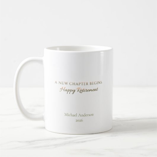 Mug Nouveau Chapitre Commence Nom Année de Retraite (Gauche)