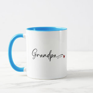 Mug Nouveau Grand-Père Année de Création Script Bleu