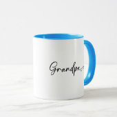 Mug Nouveau Grand-Père Année de Création Script Bleu (Devant droit)