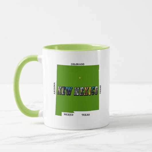 Mug Nouveau Mexique Plan Plan Texte Photo (Gauche)