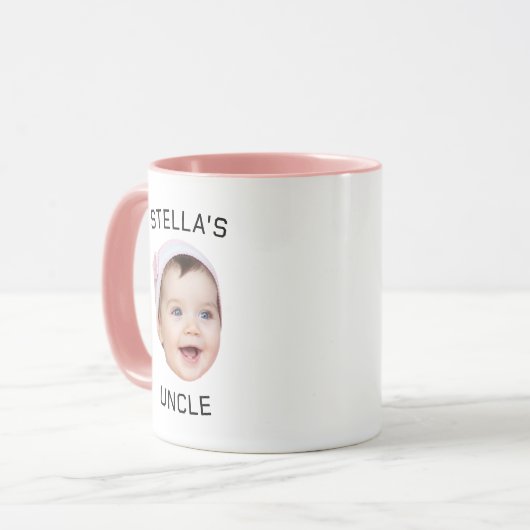 Mug Nouveau Oncle photo cadeau, personnalisation bébé (Devant gauche)