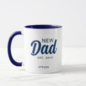 Mug Nouveau père première Fête des pères bleu Script M (Gauche)