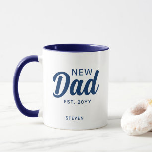 Mug Nouveau père première Fête des pères bleu Script M