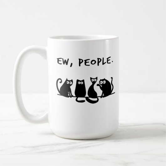 Mug Nouveaux gens drôle Meowny Chats Noirs (Gauche)