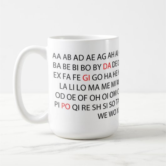Mug NOUVEAUX MOTS de NOUVELLE de "2 mots de lettre" (Gauche)