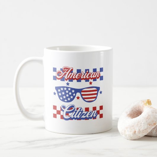 Mug Nouvel Américain Citoyen Naturalisation Immigrant (Avec donut)