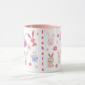 Mug Nouvel An chinois floral mignon du lapin Nom (Centre)