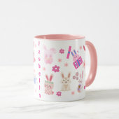 Mug Nouvel An chinois floral mignon du lapin Nom (Devant droit)