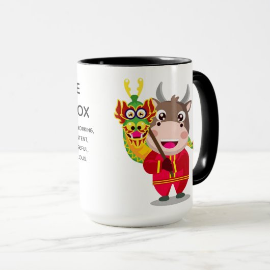 Mug Nouvel An chinois mignon de l'Ox Traits (Devant droit)