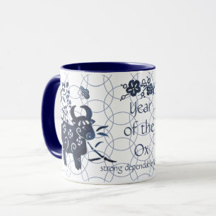 Mug Nouvel An chinois Ox Zodiac Artistique moderne ble