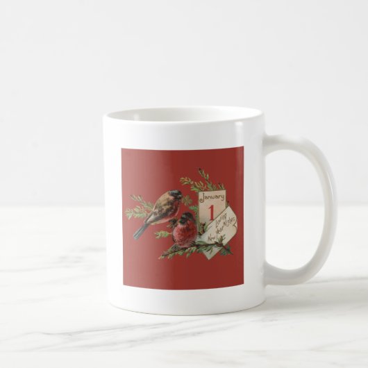 Mug Nouvel An vintage Oiseaux (Droite)