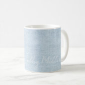 Mug Nouvel enfant NOM Bleu Linge Doux Amour de naissan (Devant droit)