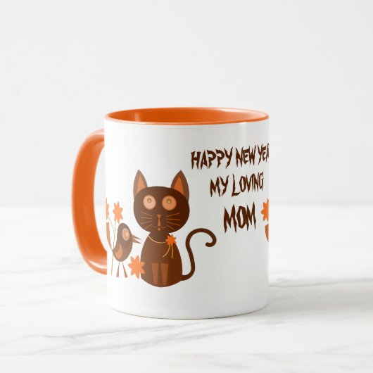 MUG NOUVELLE ANNÉE CHAT DE COMPAGNIE COMME CADEAU (Devant gauche)
